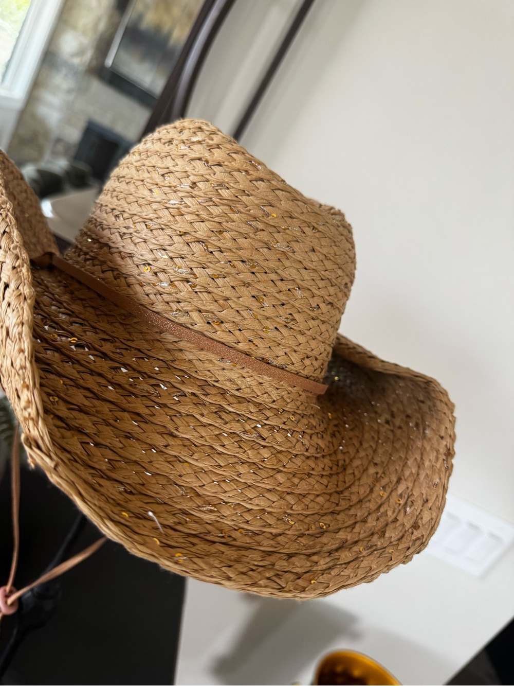 David and Young Natural Brown Straw Cowboy Hat with Chin Strap - Picture 2 of 6